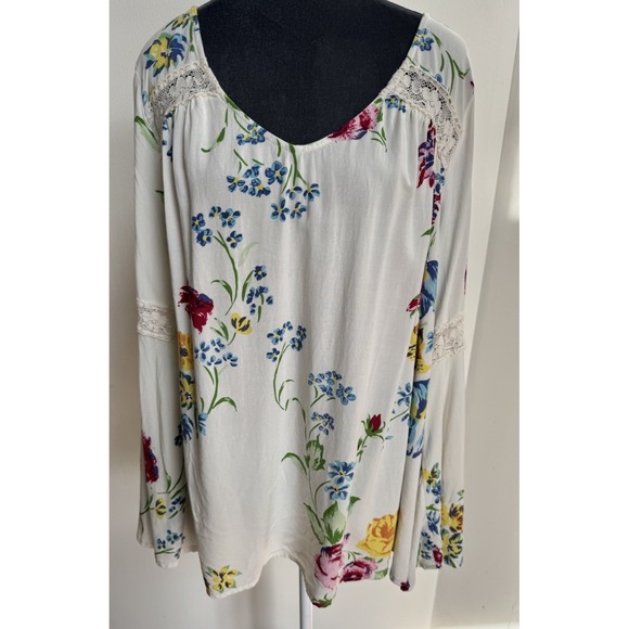 Modcloth Blouse Top 2X Bell Sleeve Fairy Whismy Boho Ethereal Floral Hippie - Picture 9 of 16